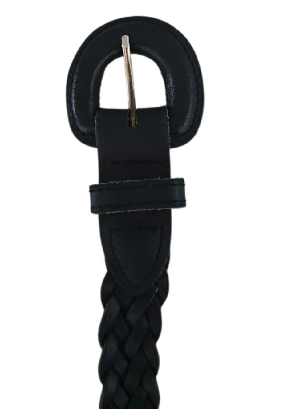 Vintage Capezio Braided Leather Belt Navy Blue Argentina Woven M L Boho Classic